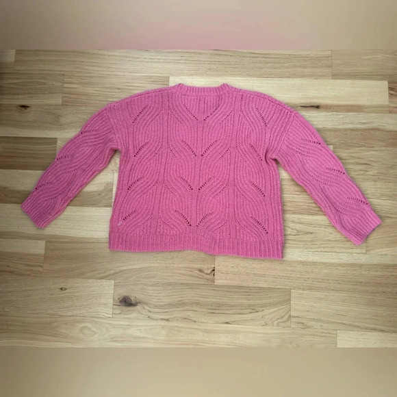 Madewell pink open stitch knit Crewneck pullover sweater Alpaca blend size XL - Picture 9 of 11
